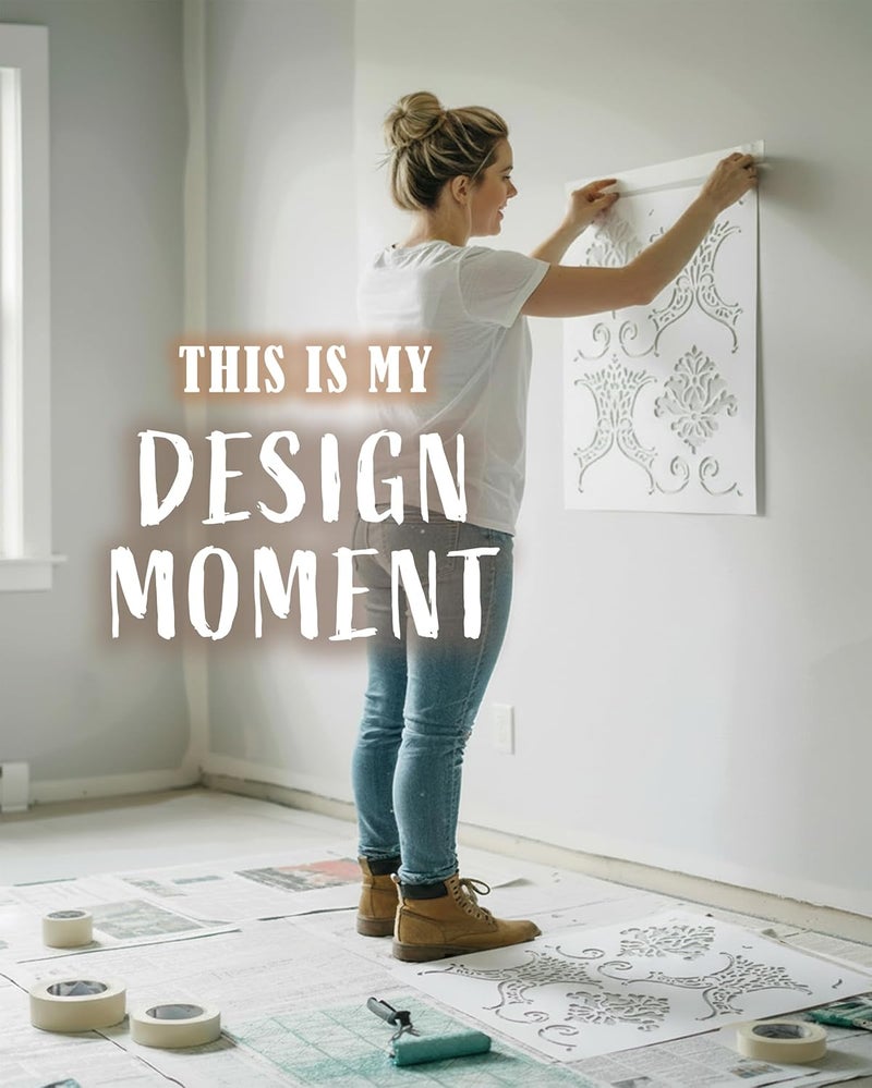 STENCILIT ® Baroque Wall Stencil for Painting - 2 Pack of 16.5 x 21.5 in Stencil, Victorian Wall Stencils for Painting Large Pattern, Damask Large Wall Stencils - Image 2